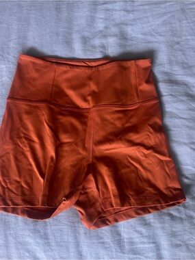 Girlfriend Collective “Toasted Apricot”seamless high rise run shorts
